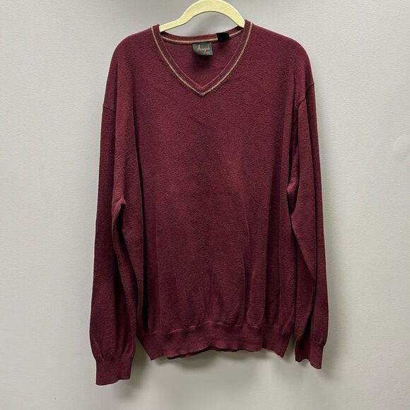 XL - Men's Cashmere Sweater - Jos A Banks - Maroon Tan Accent - Picture 1 of 7